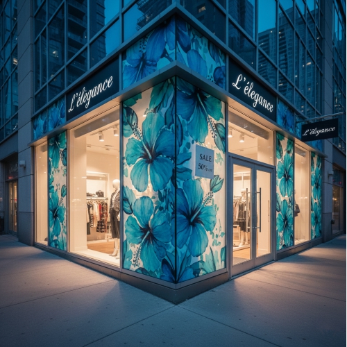 High-Visibility Exterior Branding & Storefront Graphics Oakville – Concept Graphics. Professional exterior storefront branding and window graphics on a modern commercial building in Burlington.