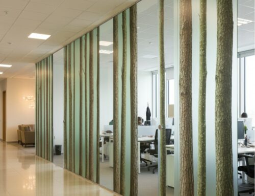 Biophilic Office Privacy: Custom Forest-Themed Glass Film